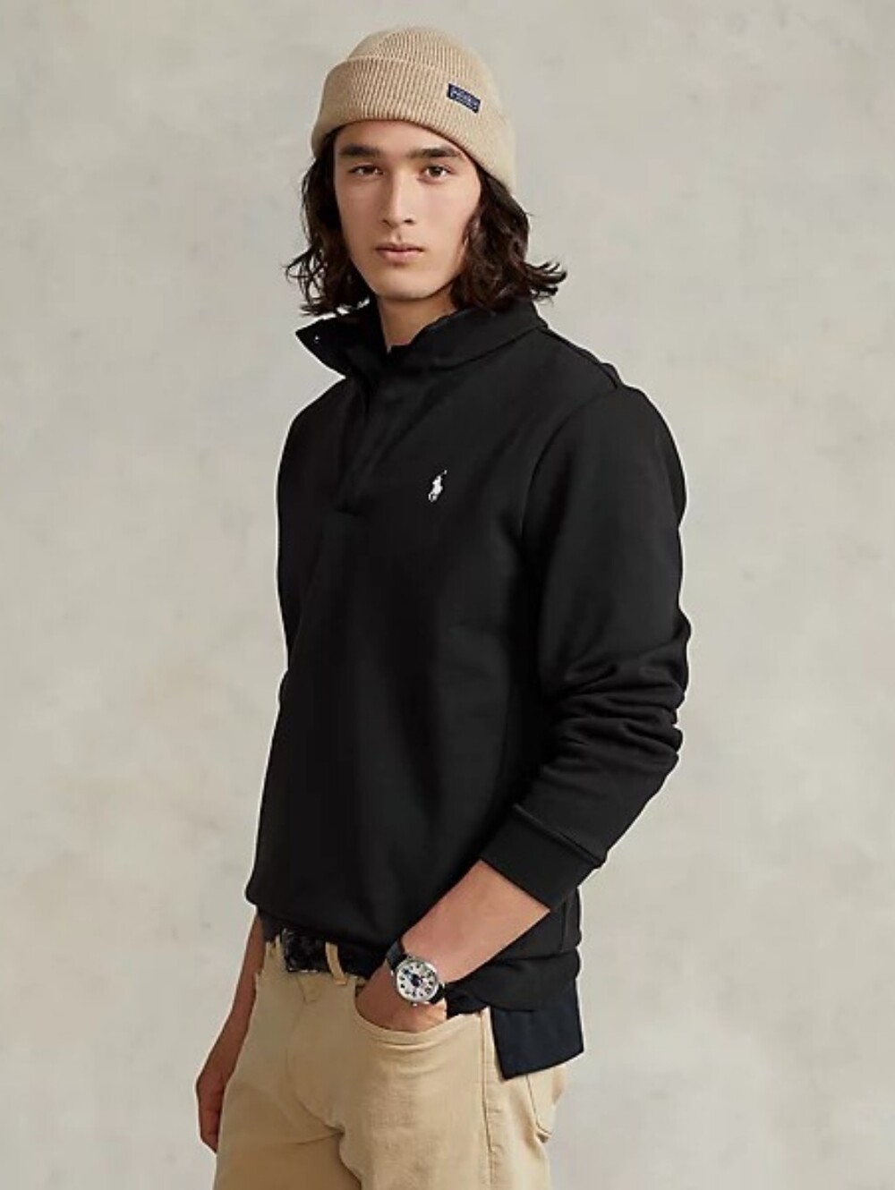 Polo by Ralph Lauren Men's Double-Knit Mockneck Sweatshirt Black